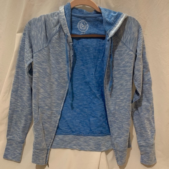 So Light Blue Zip up Sweatshirt Hoodie - Picture 3 of 4
